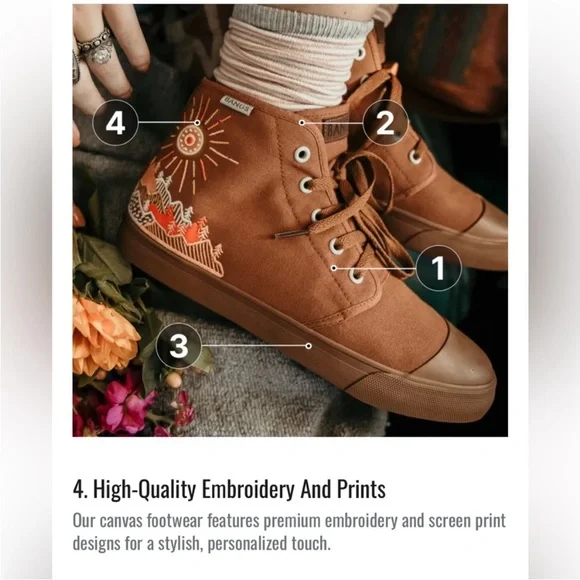 BANGS Brown High-Top Sneakers with Sun and Landscape Design size 7 - Picture 14 of 16